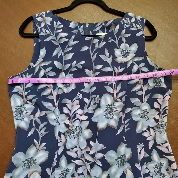 Vintage Norton McNaughton Navy Floral Sleeveless Dress Women's Size 12 - Picture 10 of 11